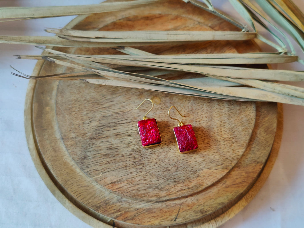 Druzy Quartz Hook Earrings